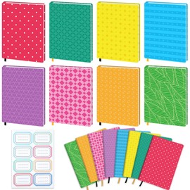 Jumbo Book Covers 8 Pack Reusable Fabric Book Cover Protective Books Covers 9 x 11 Inch Colorful Plaid Stretchable Books Sleeve Cover with Sticker for Most Hardcover Textbooks Up to 10 x 12.5 Inch