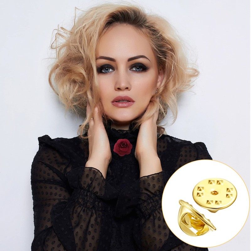 Brass Clutch Badge Insignia Clutches Pin Backs Replacement (Gold, 50