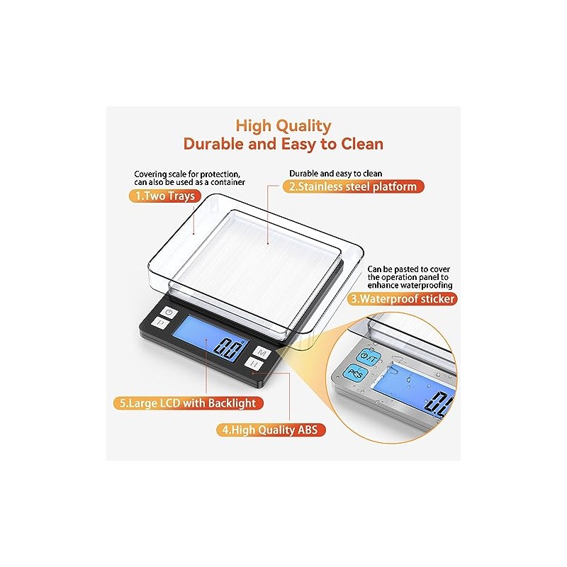 BOMATA Upgraded Small Food Scale, 0.1 g/0.001 oz High Precision,