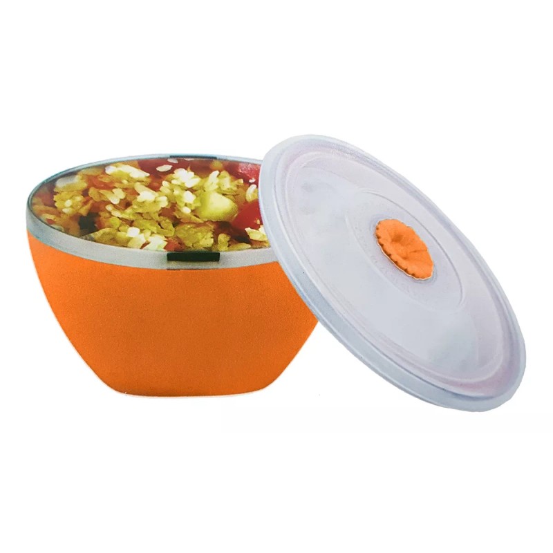 Aquila Juego De 3 Ensaladeras Acero Inoxidable Con Tapa Naranja
