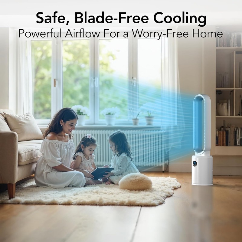 EZ-CHILL 40" Bladeless Tower Fan for Bedroom with Remote Control,