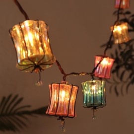 Outdoor String Lights Plug in with 10 Incandescent Bulbs, Multicolor Patio Lights Connectable Weatherproof, Decorative Lantern String Lights for Party Wedding Gazebo Porch Bedroom Cottagecore Decor