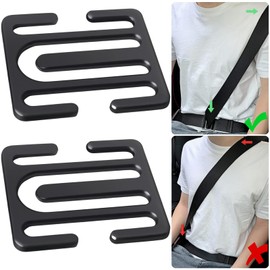 2pcs Car Seat Belt Clips, Universal Seatbelt Adjuster for All Auto Models Metal Seat Belt Clip Comfort Safety Seat Belt Clip for Adults Kids, Black