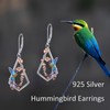 Hummingbird Earrings Sterling Silver Hummingbird Flower Dangle Earrings Bird Jewellery