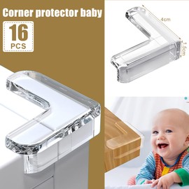 Bunifa 16 Pack Baby Proofing Corner Guards - Clear Table Edge Protectors with Premium Impact Absorption - Easy Installation, Sleek Design - Protect Furniture, Cabinets, and More