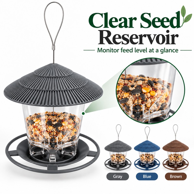 Hanging Bird Feeder for Wild Birds – Gazebo-Style Plastic Seed
