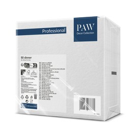 PAW Airlaid Napkins (40 x 40 cm) I Pack of 50 I Plain I Fabric-Like I Elegant Table Decoration I HoReCa I For Important Occasions such as Weddings, Celebrations, Christmas I Unicolor: White