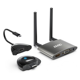 Wireless HDMI Wireless Transmitter Receiver (New AIMIBO USB-C Output Added), Wireless HDMI Extender, 1080P Resolution/No Settings Required/5G/50M Compatible, HDMI Wireless Connection, Certified