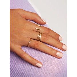 SINGULARU - Comet Gold Ring - Ring made of 925 Sterling Silver with 18 Carat Gold Plating - Women's Jewellery - Various Finishes and Sizes - Sizes 10-18, 10, Yellow Gold Metal, No Gemstone