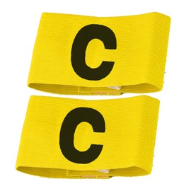 TROTH Captain's Armbands - Adult & Youths Elastic Sports Arm Band - Adjustable Captain Armbands for Football, Soccer, Hockey, Rugby etc. (Yellow, Adult (2 Pack))