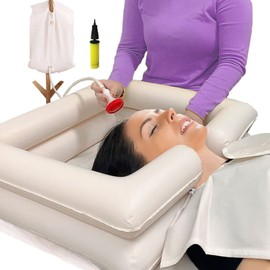 GBH-MED Bedside Inflatable Shampoo Basin Set - Bedridden Hair Washing Bowl System, Hair Shower Bed Bath Supplies for Patient, Disabled, Elderly (Set of 5)
