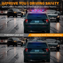 XRIDONSEN 37 inch 104 LED Roof Top Police Lights Red Blue Magnetic Police Light Bar Emergency Strobe Lights Warning Hazard Flashing Safety Traffic Advisor for Law Enforcement Vehicles Truck Pickup SUV