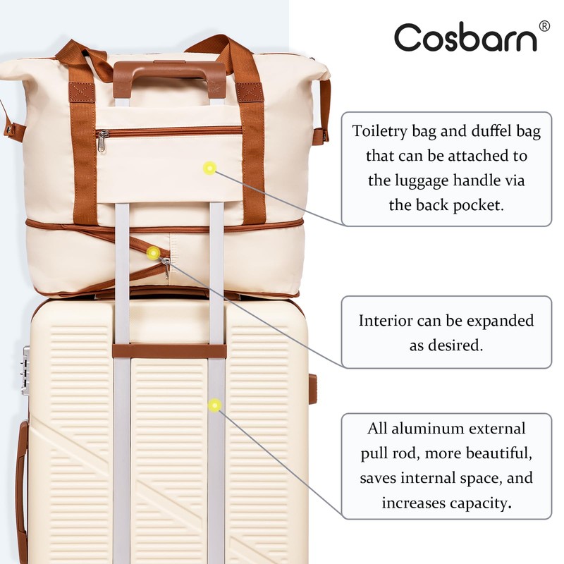 Cosbarn 5 Piece Luggage Sets with Spinner Wheels, Hardshell ABS