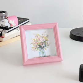 PLUSCHEN 6x6 Pink Picture Frame Resin Photo Frame Wall and Desktop Display, with Plexiglass