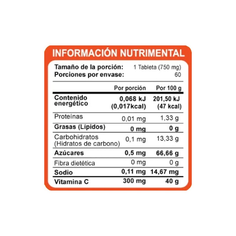 Vitamina C Deliciosas tabletas masticables sabor naranja Widl Health 60
