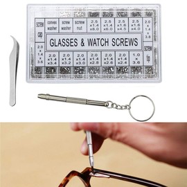 ​1000pcs Eyeglass Screws Repair Kit, Glasses Repair Screws with 4 in 1 Screwdriver | Tweezer | Screws Caps | Washers | Nuts, Small Screws for Glasses Repair Clock Eyeglass Sunglasses Watch