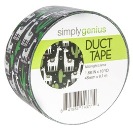 Simply Genius Pattern Duct Tape Heavy Duty - Craft Supplies for Kids & Adults - Colored Duct Tape - Single Roll 1.8 in x 10 Yards - Colorful Tape for DIY, Craft & Home Improvement (Midnight Llama)