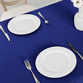 Veblandy Veblandy Rectangle Tablecloth Waterproof 60x144 inch Linen Textured Table Cloth Stain and Wrinkle Resistant Washable, Decorative Fabric Table Cover for Dining, Party and Camping, Royal Blue