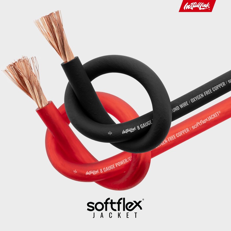Install Link 8 Gauge Power Wire, Pure OFC Copper (25ft