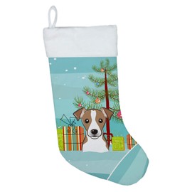 Caroline's Treasures BB1632CS Christmas Tree and Jack Russell Terrier Christmas Stocking Fireplace Hanging Stockings Christmas Season Party Decor Family Holiday Decorations