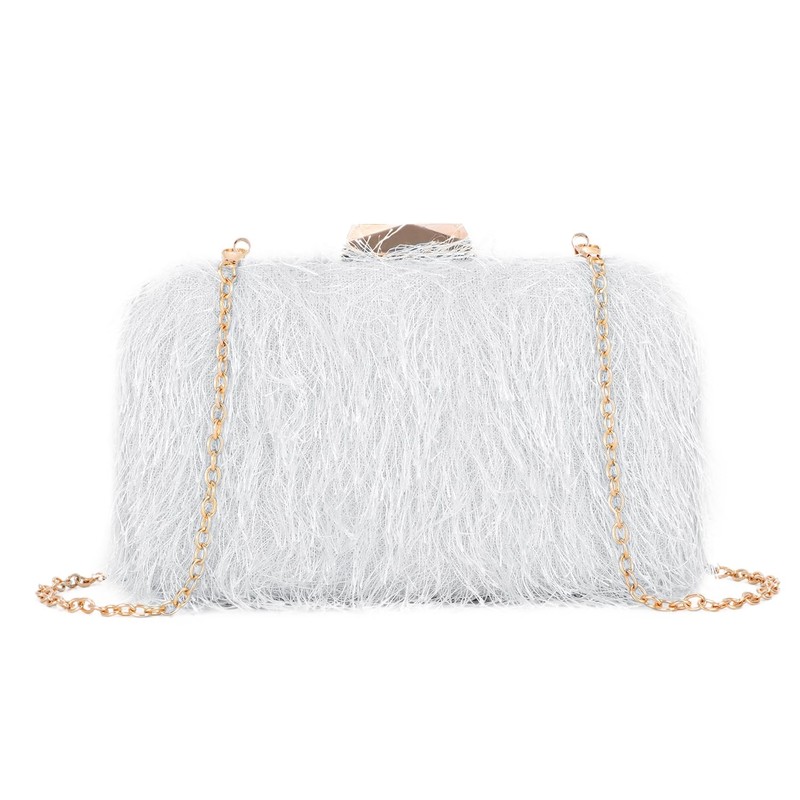 SUKUTU Feather Evening Bag for Women Shoulder Acrylic Box Bag