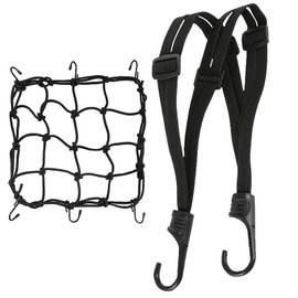 Pack of 2 Lashing Strap Bicycle Hook Pannier Rack Tie Down Strap, Bicycle Rubber Tensioner Expander with Hooks, Adjustable Elastic, Elastic Motorcycle Tie Down Straps, Luggage Tensioner, for Bicycle