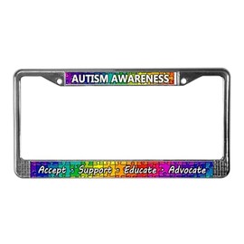 CafePress Autism Awareness License Plate Frame Chrome License Plate Frame, License Tag Holder