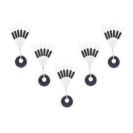 300/600pcs Fishing Bobber Stopper,6 in 1 Float Sinker Line Stops,3 Sizes Black Orange Oval Cylinder Float Stop Available (Black-Cylinder, M-300Pcs)
