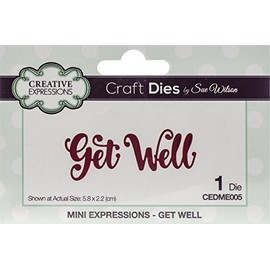 Sue Wilson Mini Expressions Get Well Die, Metal, Silver, 12.5 x 8 x 0.8 cm