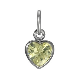 jewellerybox Sterling Silver Citrine Heart Crystal Charm