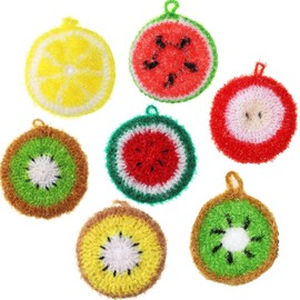 7 Pack Fruit Dish Scrubber Set,Non Scratch Funny Cleaning Sponge Reusable Double Layered Kitchen Scrubbing Cleaning Sponge for Kitchen Dish Dishes Fruits Vegetables Washing and Cleaning