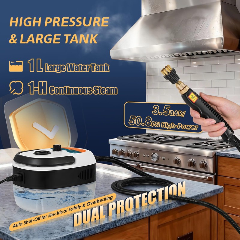 Hapyvergo 2500W Handheld Steam Cleaner, Pressurized Steam Cleaning Machine with