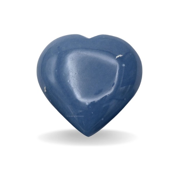 Angelite Crystal Heart Palm Stone - Pocket Massage Worry Stone for Natural Body Chakra Balancing, Reiki Healing and Crystal Grid