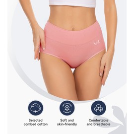 Saliryj Women's Cotton Underwear High Waisted Underwear Soft Briefs Full Coverage Ladies Panties 5 Pack(Regular & Plus Size)