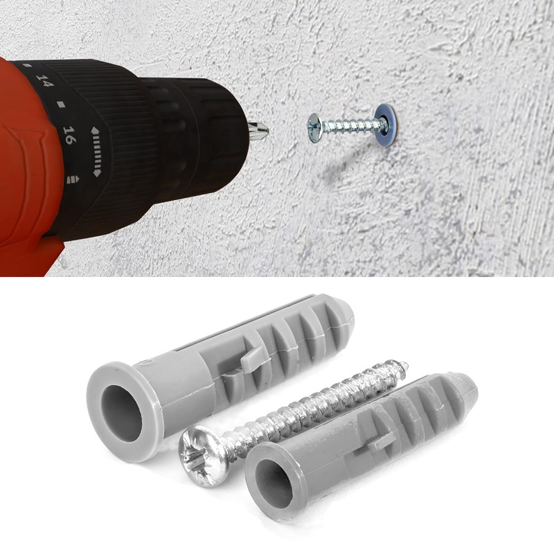 50Pcs Grey Wall Plugs 12mm Plasterboard,Raw Screw Plugs