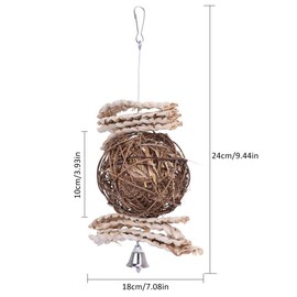 Hypeety Natural Rattan Balls Chew Toy for Bird Parrot African Budgie Macaw Parakeet Cockatiel Lovebird Cage Toy (B)