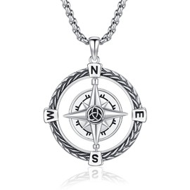 Thanches Rotating Compass Necklace for Women Men, 925 Sterling Silver Celtic Knot Compass Necklace for Men Graduation Friendship Talisman Travel Necklace Inspirational Graduation Jewelry Gifts