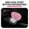 Opuweiy Car Start Button, Bling Heart-Shaped Ceramic Decorative Ignition Button,