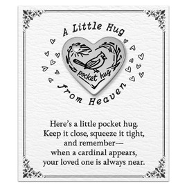 YYDESN Sympathy Gift for Loss of Loved One, Cardinal Memorial Keepsake for Mom Dad, Pocket Hug from Heaven, A Comforting Reminder They are Always Near, Remembrance Gift