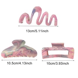 Large Claw Clips, Pink Non-Slip Claws Clips Hair Clamps for Thick Curly Long Hair, Wide Grip Hair Accessories for Women Girls (Hairclaw3pink)