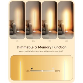 EDISHINE LED Corner Floor Lamp with Remote, 57.5" Minimalist Dimmable Mood Lighting, Standing Tall Pole Lamp for Living Room, Bedroom, Home Office, 3000K Warm White Light (White)