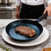 Blued Cast Iron Frying Pan Skillet,Pre-Seasoned Flat Bottom Wok 30cm