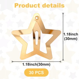 Joez Wonderful 30 Pcs Star Hair Clips, Metal Snap Hair Clips, Cute Star Clips Hair Barrettes, Non-Slip Fashion Hair Accessories for Women (Gold, 1.18''/3cm)