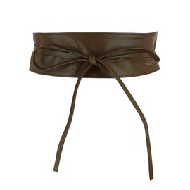 Fashiongen - Women's Obi Belt Made of Genuine Leather, Cassiane - brown, size: L-XL