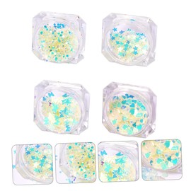 BIUDECO 4 Pack Manicure Luminous Sequins 5 Geometric Nail Art Decor DIY Decal Material for Parties