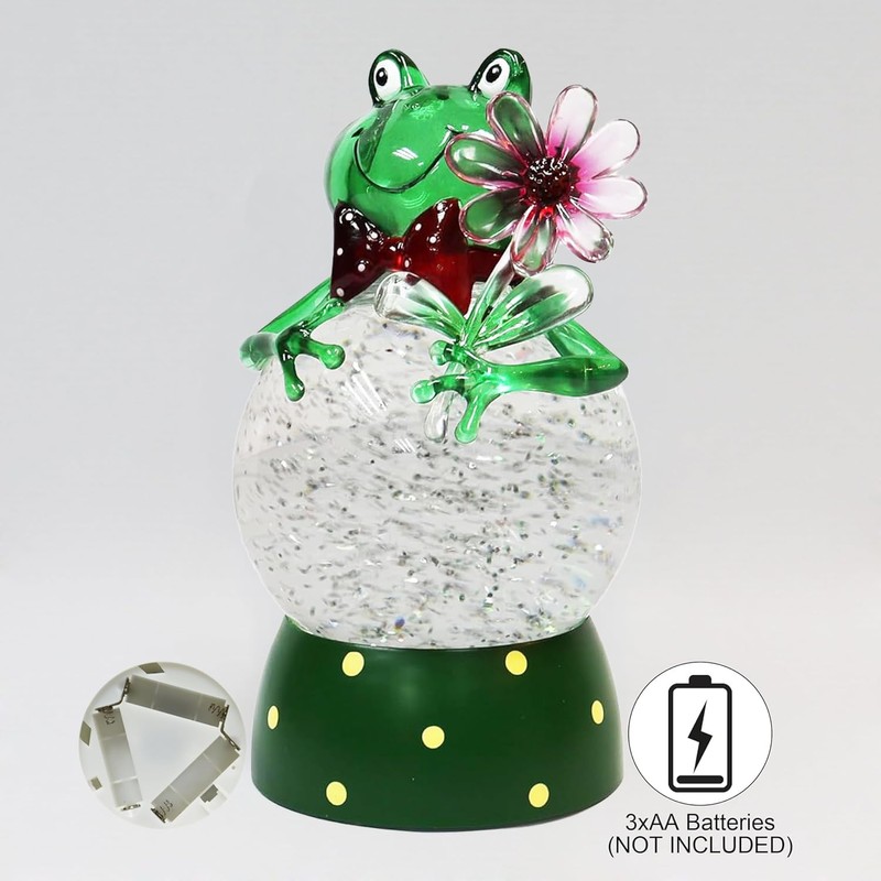 MOMENTS IN TIME Acrylic Frog Snow Globe LED Light-Up Water