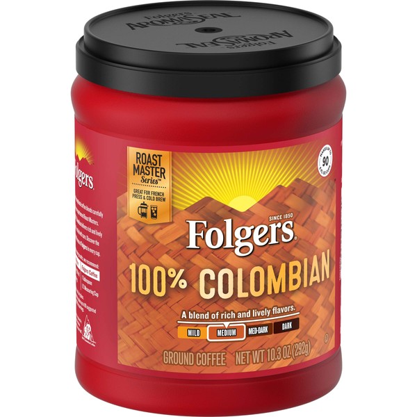 Folgers 100% Colombian Coffee, Medium Dark 10.3 oz