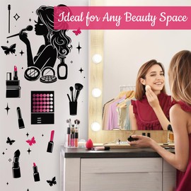 DEKOSH Beautiful Salon Decor Wall Stickers for Girls Room - Peel & Stick 27x24 Inch Removable Vanity Decor