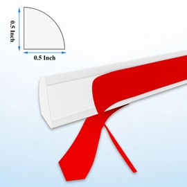 Quarter Round Trim Flexible Peel and Stick Rubber Quarter Round Trim Molding, Self Adhesive Flexible Molding Trim for Countertops, Floor, Bathrooms, Kitchens (79 Inch, White)