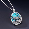 DOLIOX Genuine Turquoise Dragonfly Pendant Necklace for Women, Sterling Silver